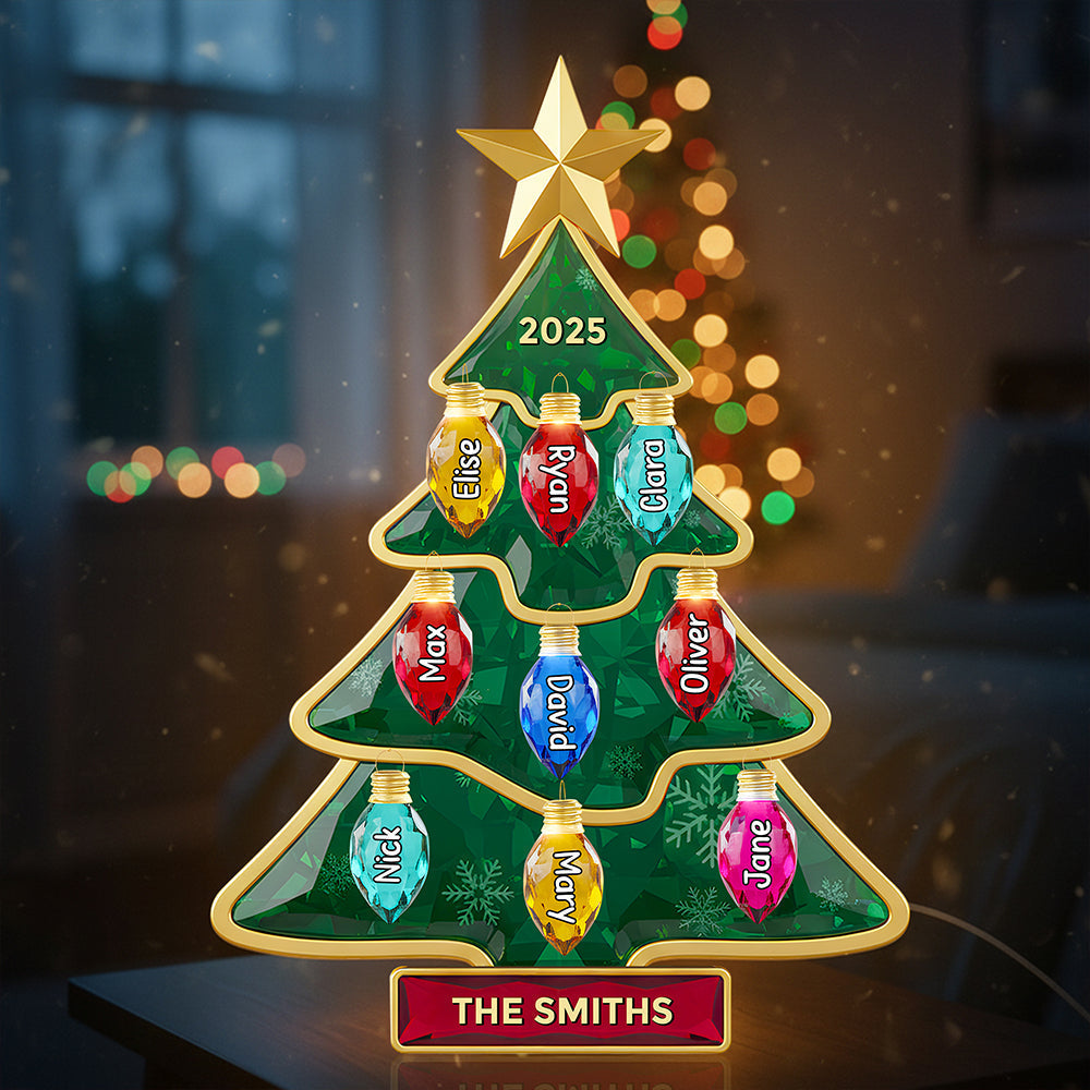Illuminate Your Family Bond: Christmas Tree Family Light Box - Personalized Acrylic Gift Light Box PopCulturePrints