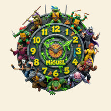 Load image into Gallery viewer, “Time for Heroes!” Retro Street Heroes Wall Clock - Personalized Gifts for Hero Lovers Hanging Wall Clock PopCulturePrints

