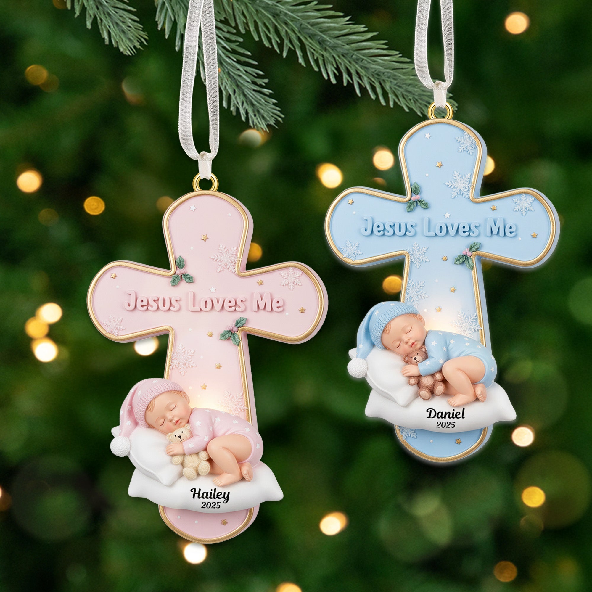 "Jesus Loves Me" - Personalized Christmas Ornament - Custom Gift for Family, Friends, and Loved Ones Ornament PopCulturePrints