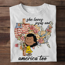 Load image into Gallery viewer, Personalized Jesus &amp; America T-Shirt for Christian Girls Shirts PopCulturePrints
