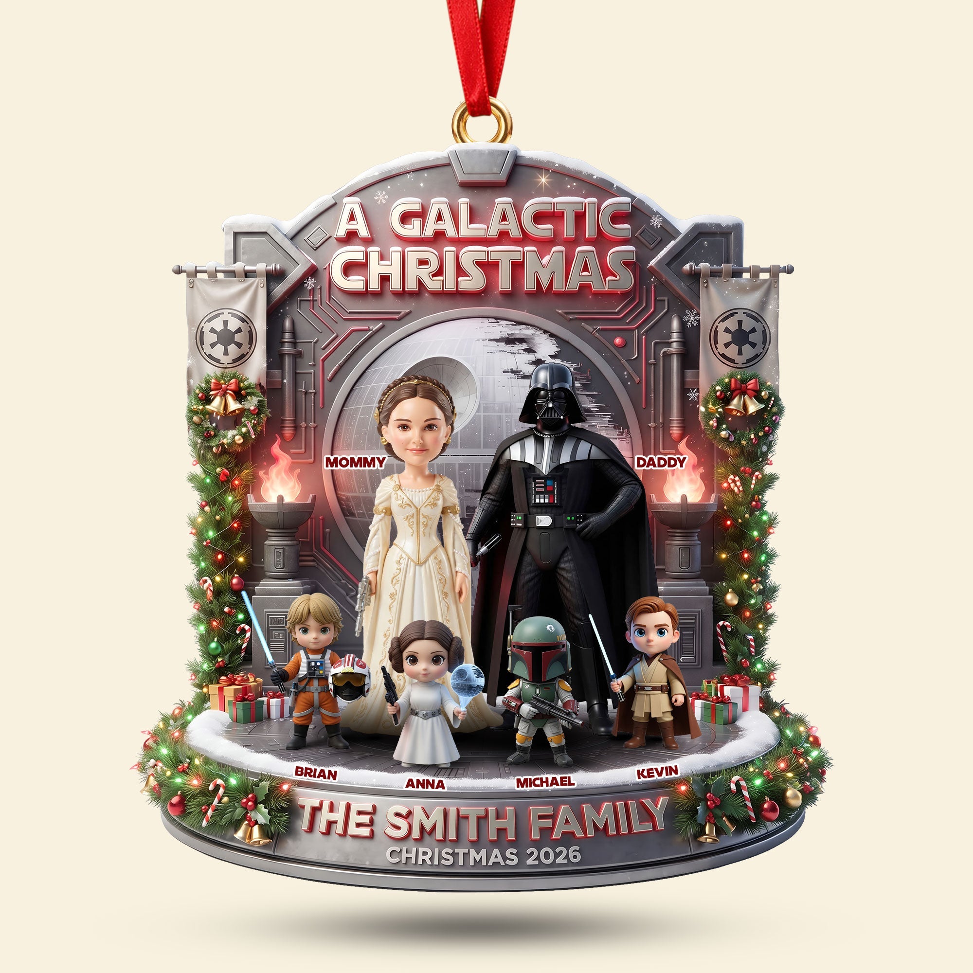 A Galactic Christmas Adventure - Personalized Acrylic Ornament for Family