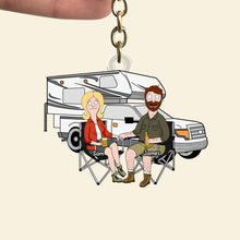 Load image into Gallery viewer, Camping Adventures Await - Personalized Keychain for Couples Keychains PopCulturePrints
