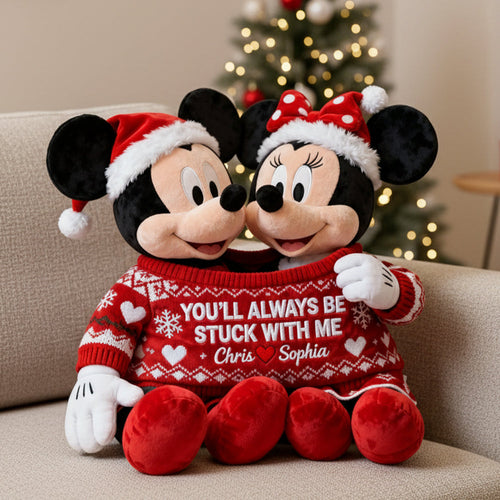 You'll Always Be Stuck With Me - Couple In Cute Sweater Pillow Pillow PopCulturePrints