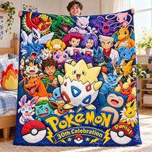 Load image into Gallery viewer, Celebrate 30 Years of Adventure: Pokémon 30th Milestone Collector Blanket - Personalized Gift for Fans Blanket PopCulturePrints
