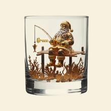 Load image into Gallery viewer, Celebrate Fishing Adventures with Santa - Personalized Drinking Glass Whiskey Glass PopCulturePrints
