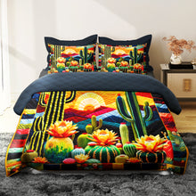 Load image into Gallery viewer, Vibrant Cactus Quilt Bed Set Blanket PopCulturePrints
