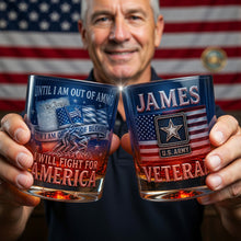 Load image into Gallery viewer, “Until I Am Out Of Ammo, I Will Fight For America” - Personalized Round Glass - Gift for Veterans, Patriots, and Loved Ones

