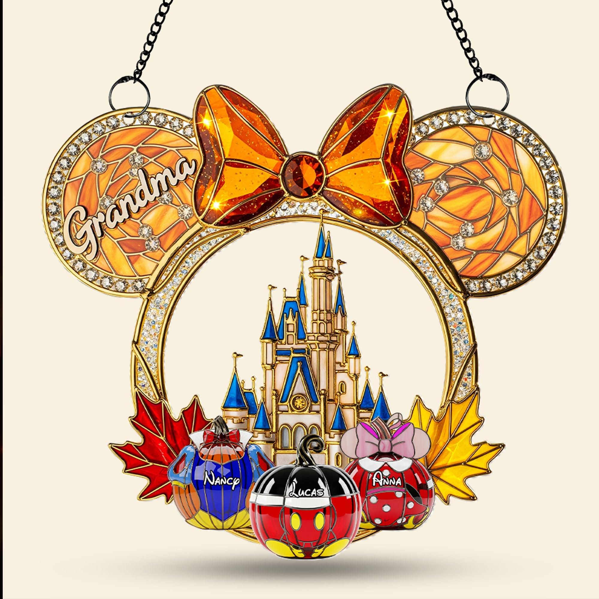 “Grandma, You’re a Treasure!” - Personalized Halloween Grandma Suncatcher Ornament Ornament PopCulturePrints