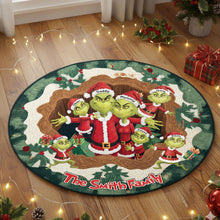 Load image into Gallery viewer, &quot;Celebrate Family with Laughter!&quot; - Green Monster Family Quilted Round Mat - Personalized Gift for Family Doormat PopCulturePrints
