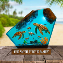 Load image into Gallery viewer, &quot;Together We Swim in Love&quot; - Personalized Turtle Family Plaque - Custom Gift for Family Members Shaped Plaques PopCulturePrints

