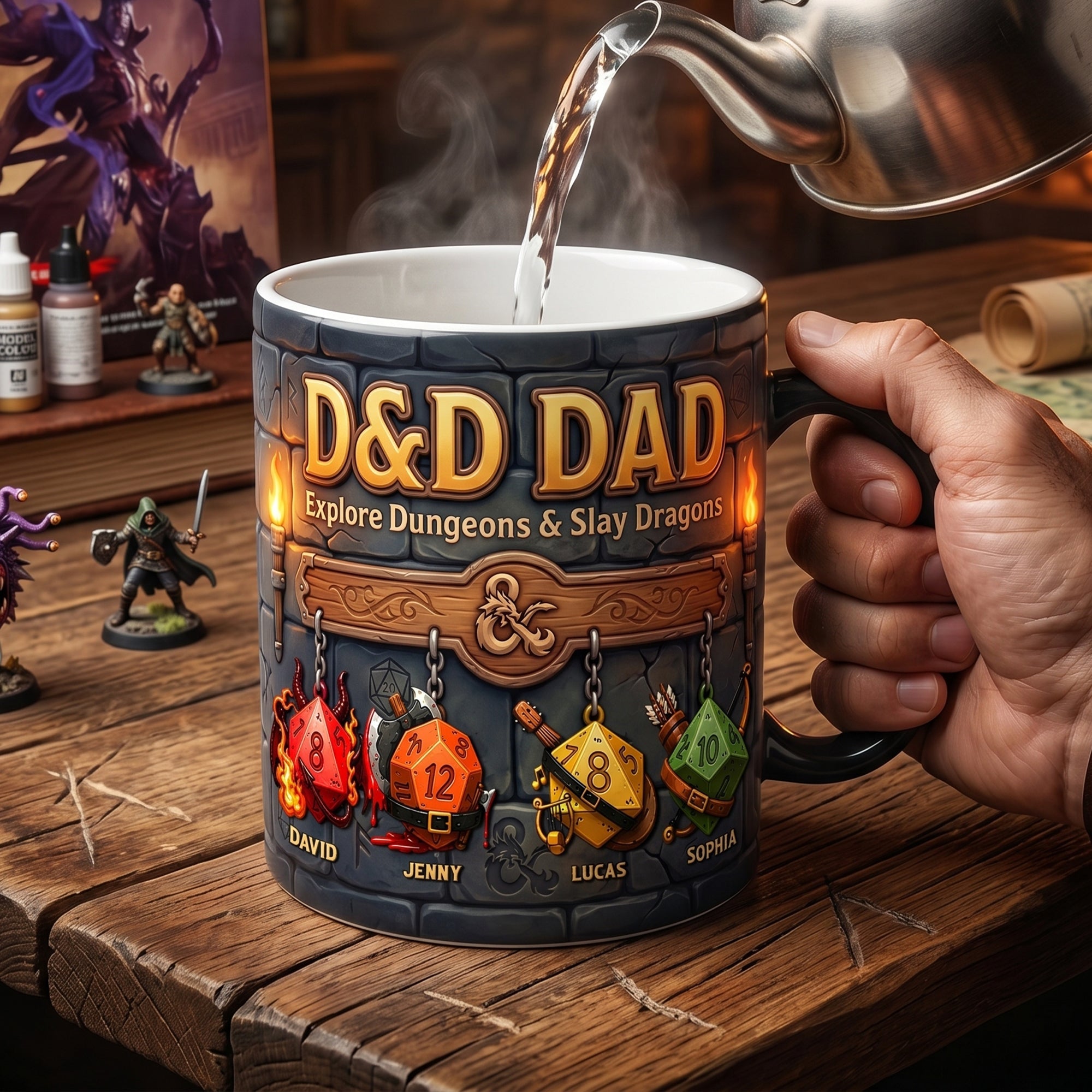 Epic D&D Dad: Explore Dungeons & Slay Dragons - Personalized Coffee Mug for Dad & Grandpa Coffee Mug PopCulturePrints