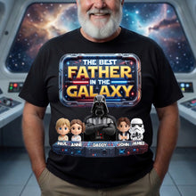 Load image into Gallery viewer, The Best Father in the Galaxy - Personalized Future Warrior Dad Shirt | Unique Gift for Dads and Grandpas Shirts PopCulturePrints
