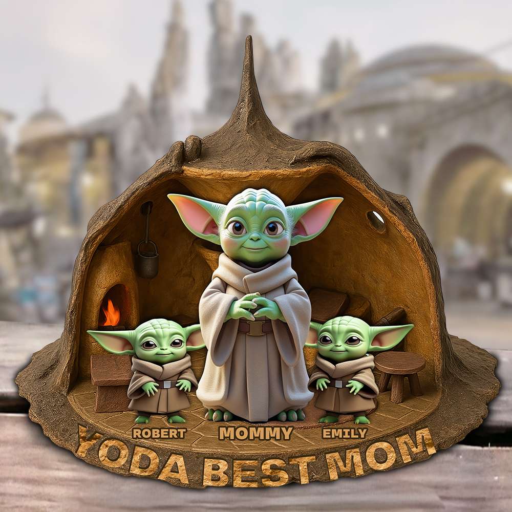 "Yoda Best Mom" - Personalized Plaque for Moms, Grandmas, and More - Custom Gift for Mother's Day Shaped Plaques PopCulturePrints