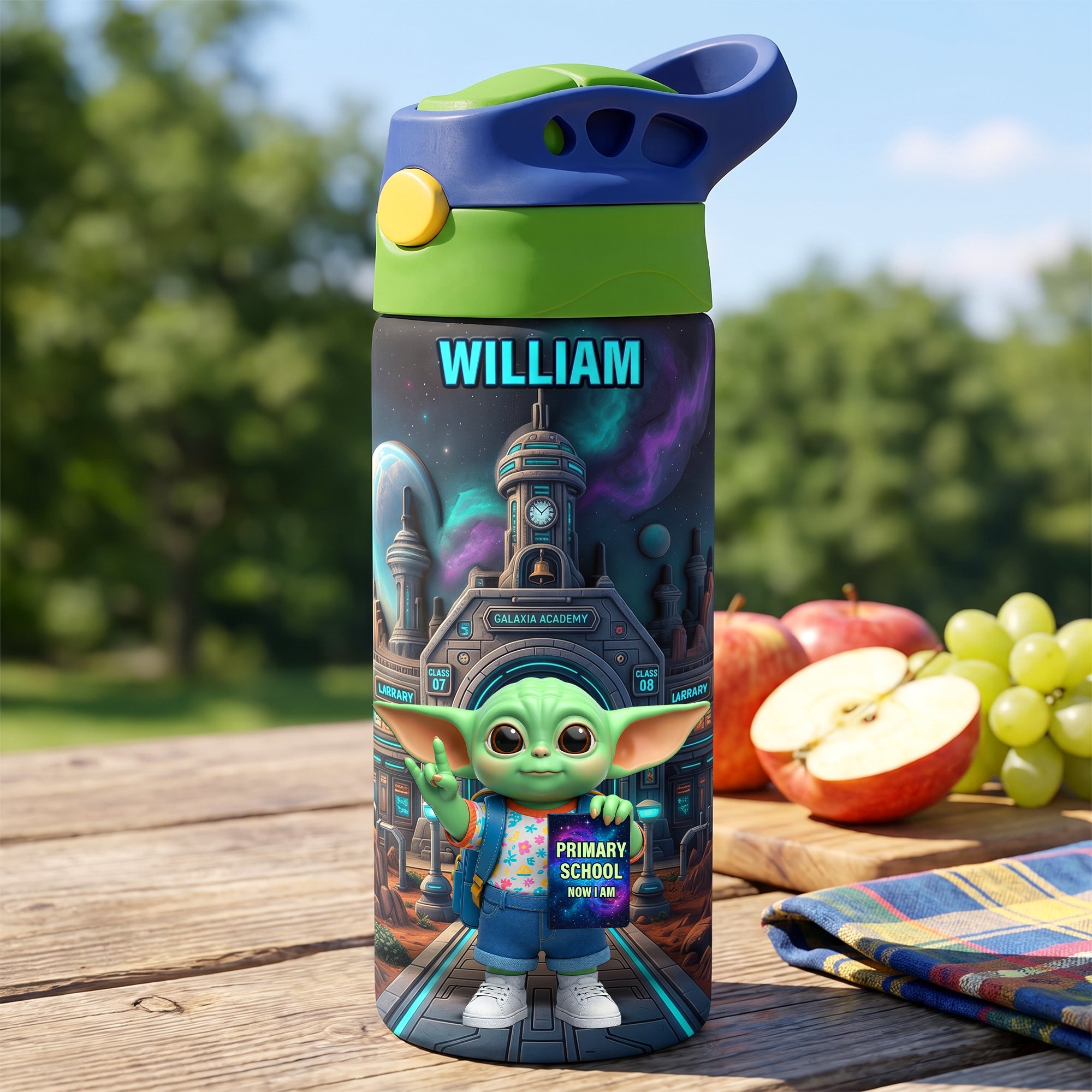“Explore the Universe of Creativity!” - Personalized Galactic Academy 12oz Colorful Kid Tumbler - Perfect Gift for Kids, Students, and Young Adventurers