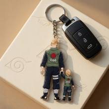 Load image into Gallery viewer, “The Strongest Bonds Unite” - Warrior Father &amp; Mini Ninja Keychain - Personalized Gift for Dad, Grandpa, and More Keychains PopCulturePrints
