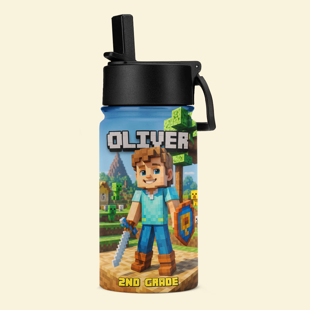 "Unleash Your Inner Hero!" - Personalized Pixel Adventure Kid Tumbler - Custom Gift for Boys and Girls Tumbler Cup PopCulturePrints