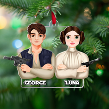 Load image into Gallery viewer, Personalized Couple Christmas Ornament - Sci-Fi Themed Gift
