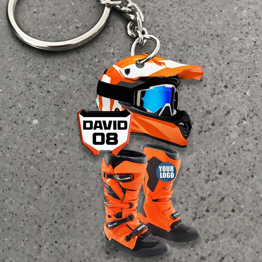 Custom Motocross Lover Keychain with Name and Number Keychains PopCulturePrints