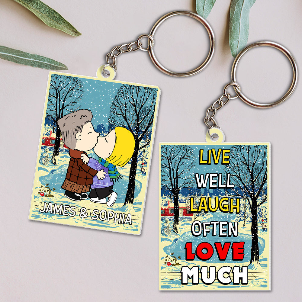 Personalized Four Seasons Couple Kissing Keychain