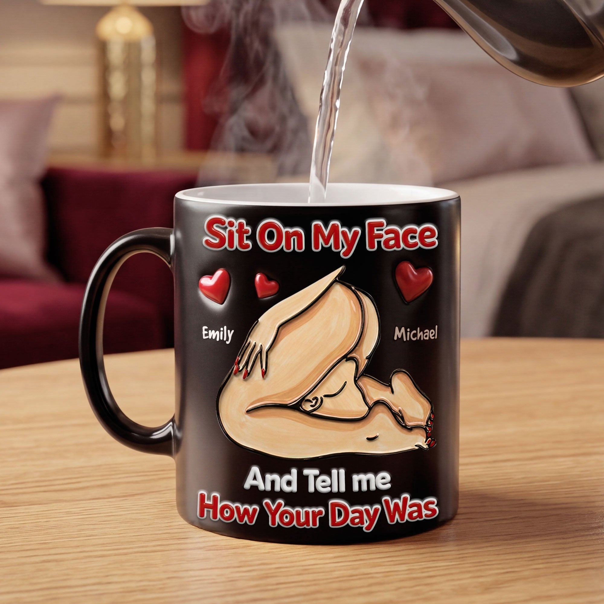 Sit On My Face and Tell Me How Your Day Was - Custom Magic Coffee Mug for Naughty Couples Coffee Mug PopCulturePrints