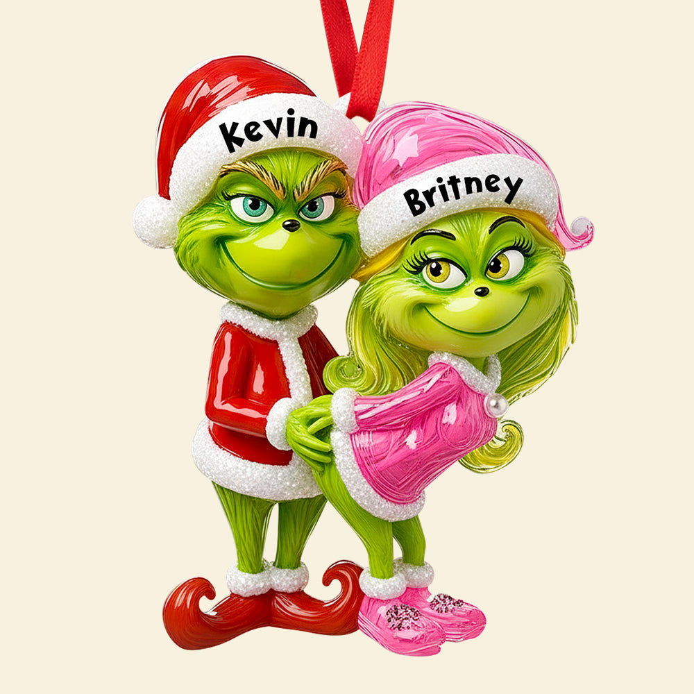 "Celebrate Your Love This Christmas!" - Personalized Green Couple Christmas Ornament - Unique Gift for Couples, Friends & Family Ornament PopCulturePrints