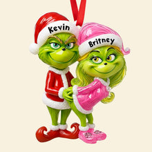 Load image into Gallery viewer, &quot;Celebrate Your Love This Christmas!&quot; - Personalized Green Couple Christmas Ornament - Unique Gift for Couples, Friends &amp; Family Ornament PopCulturePrints
