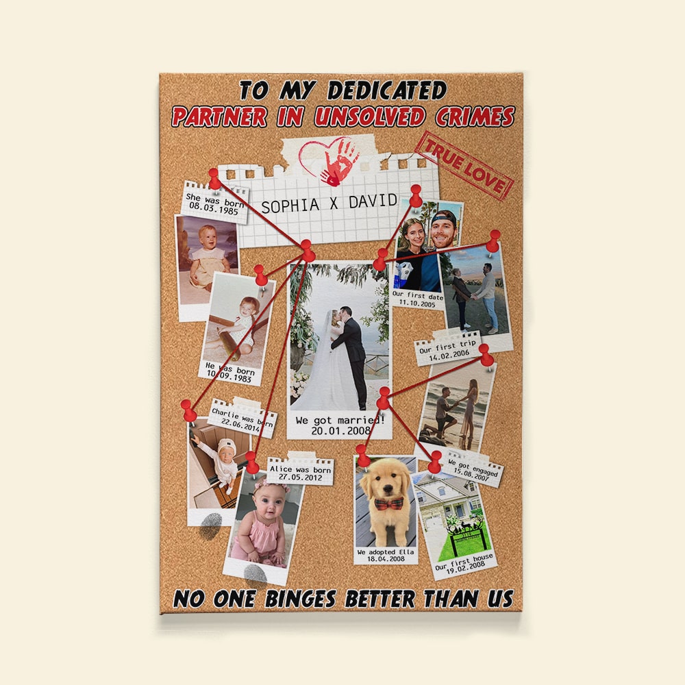 Custom True Crime Partner Evidence Board - Personalized Wall Art for Couples Poster & Canvas PopCulturePrints