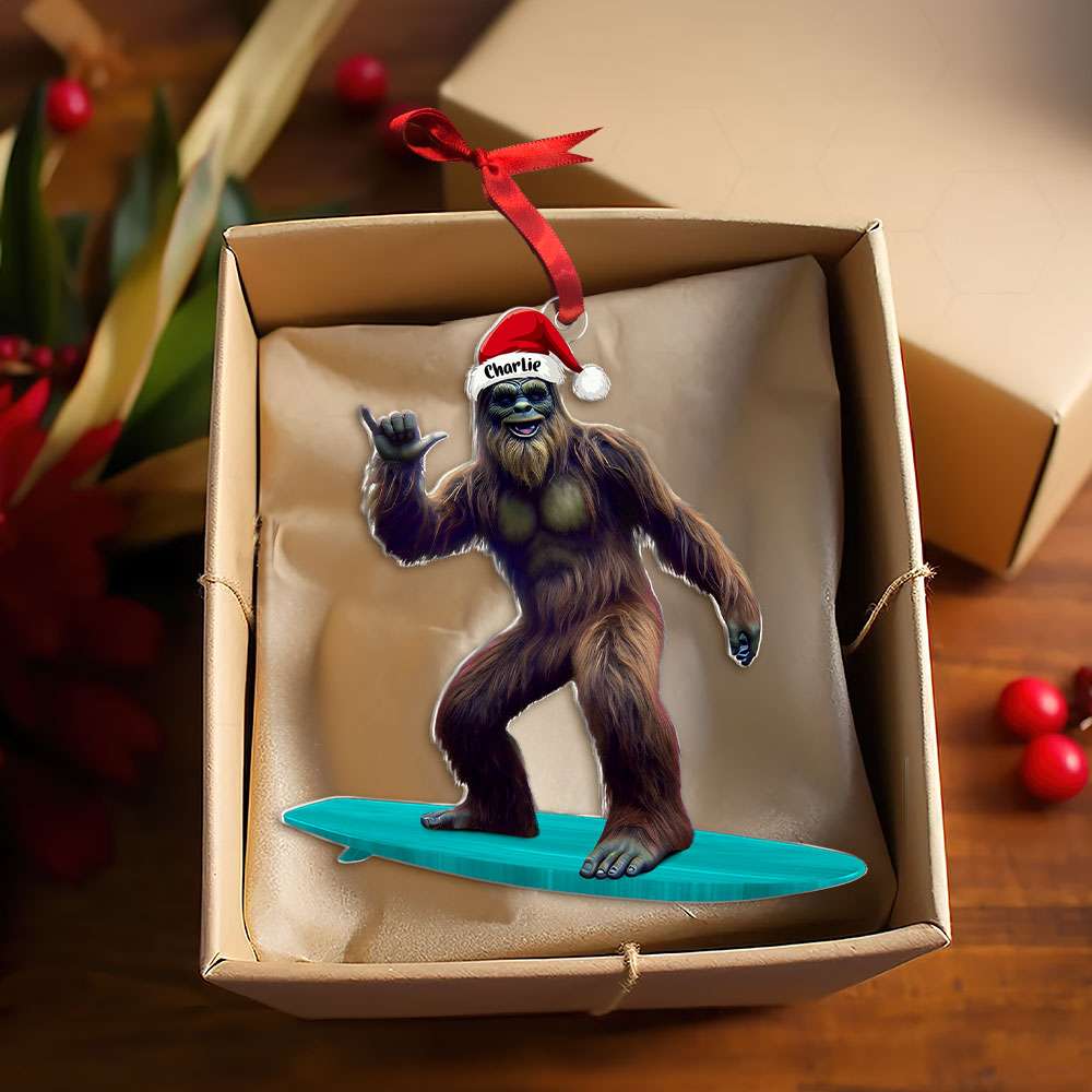 Customizable Santa Surfer Bigfoot Ornament Ornament PopCulturePrints