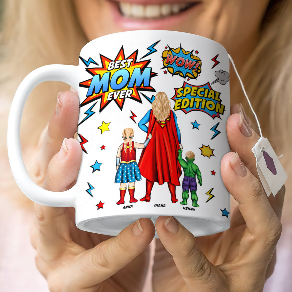 "Best Mom Ever!" - Personalized Super Mom Coffee Mug - Gift for Mom, Grandma, or Special Women Coffee Mug PopCulturePrints