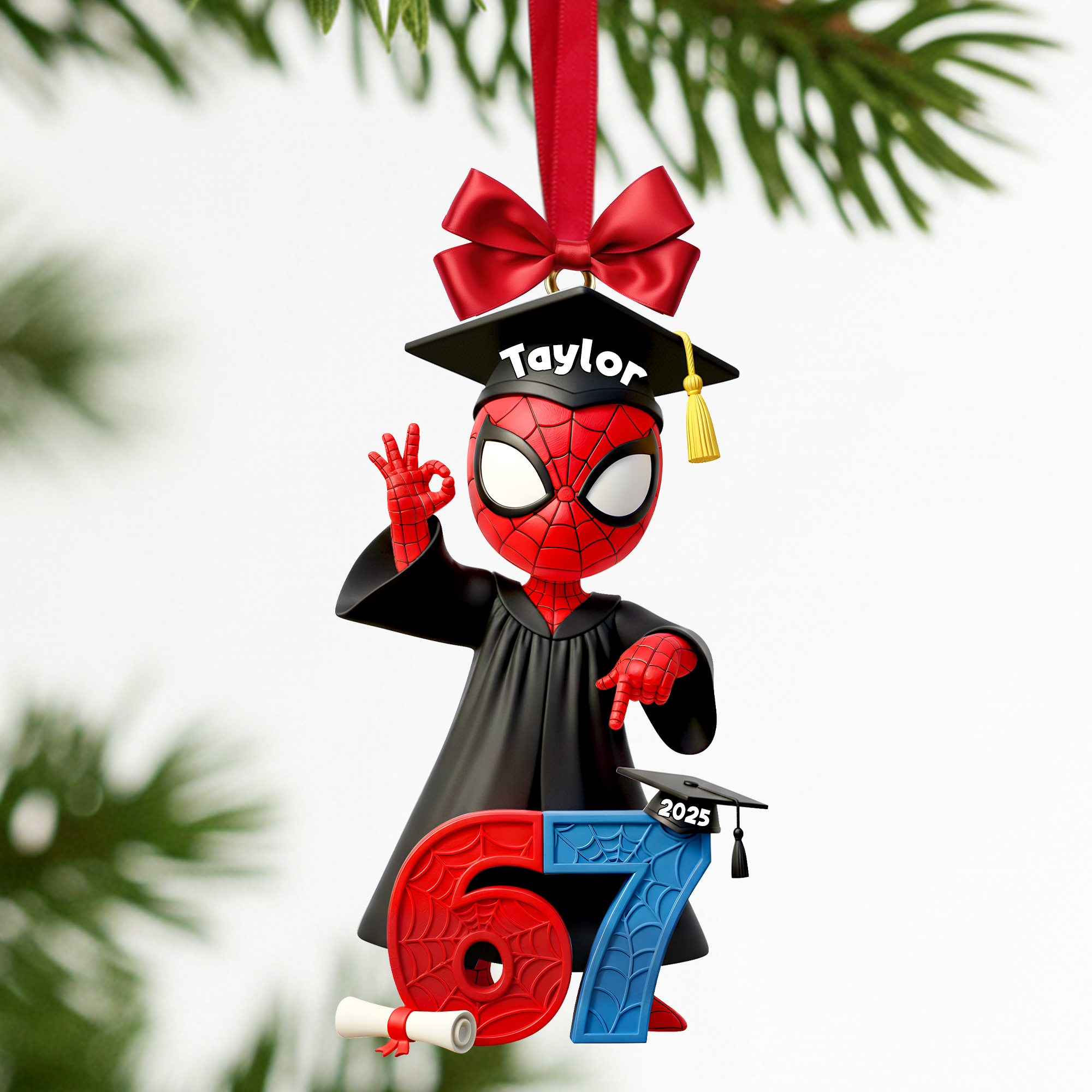 "Celebrate Achievements with a Smile!" - Cute Buddy Graduate Ornament - Personalized Gift for Graduation Ornament PopCulturePrints