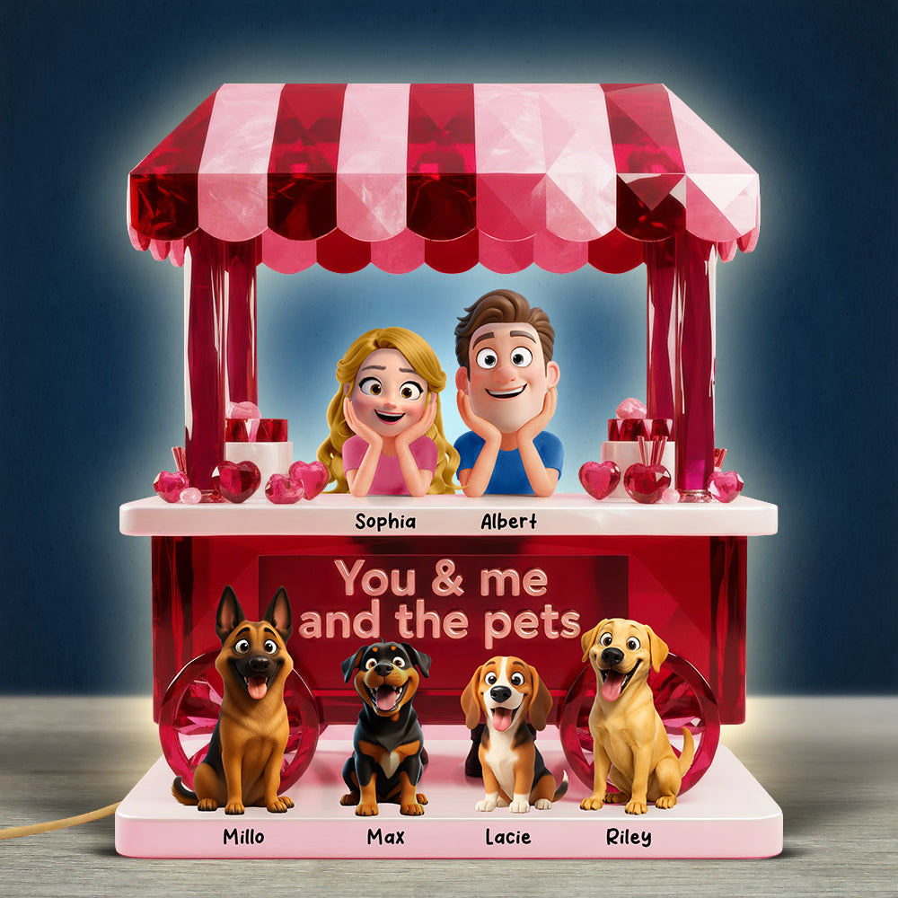 “You & Me and Our Furry Friends” - Couples Sweet Little Pet Gang Light Box - Personalized Gift for Pet Lovers Light Box PopCulturePrints