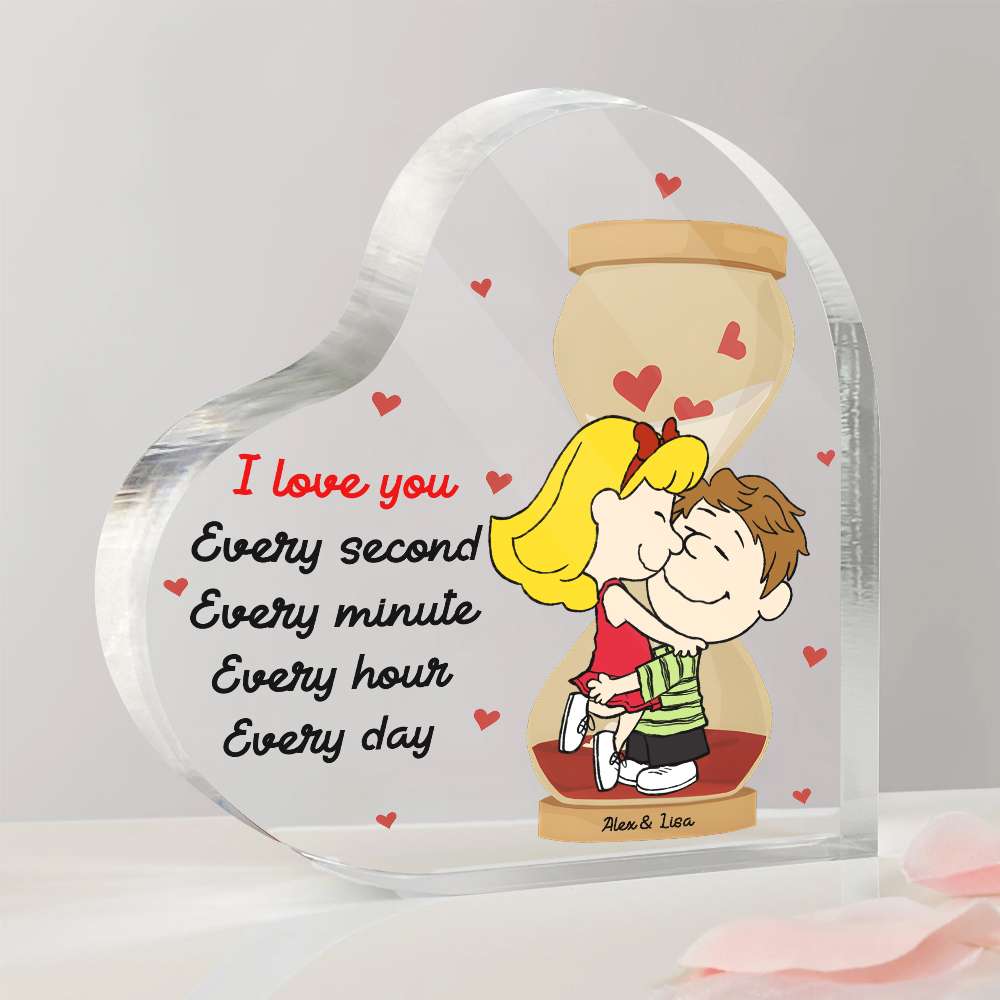 Personalized Heart Plaque Hourglass for Couples - I Love You Shaped Plaques PopCulturePrints