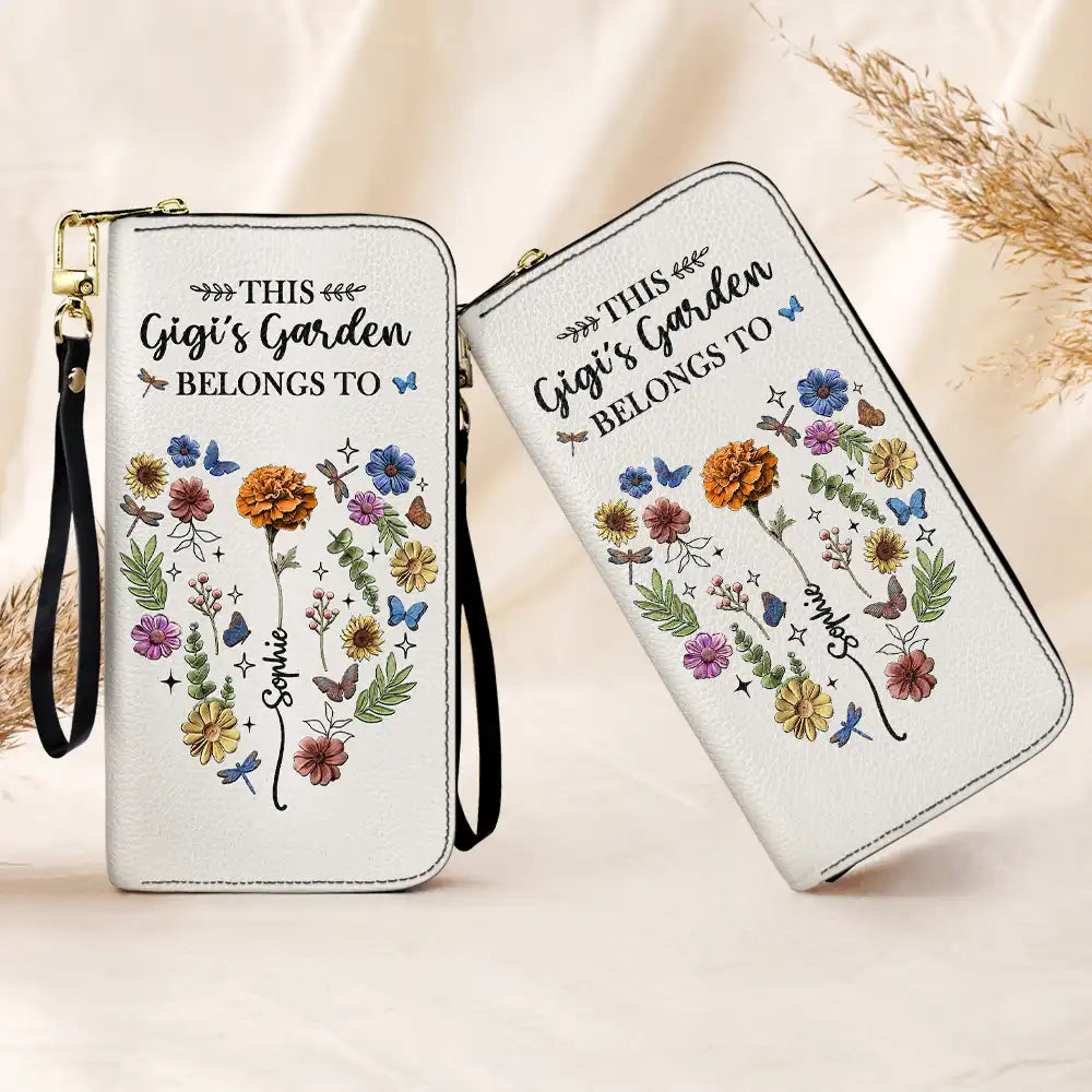 “This Grandma's Garden Belongs to” - Personalized Leather Long Wallet - Perfect Gift for Grandma, Mom, and Loved Ones Leather Long Wallet PopCulturePrints