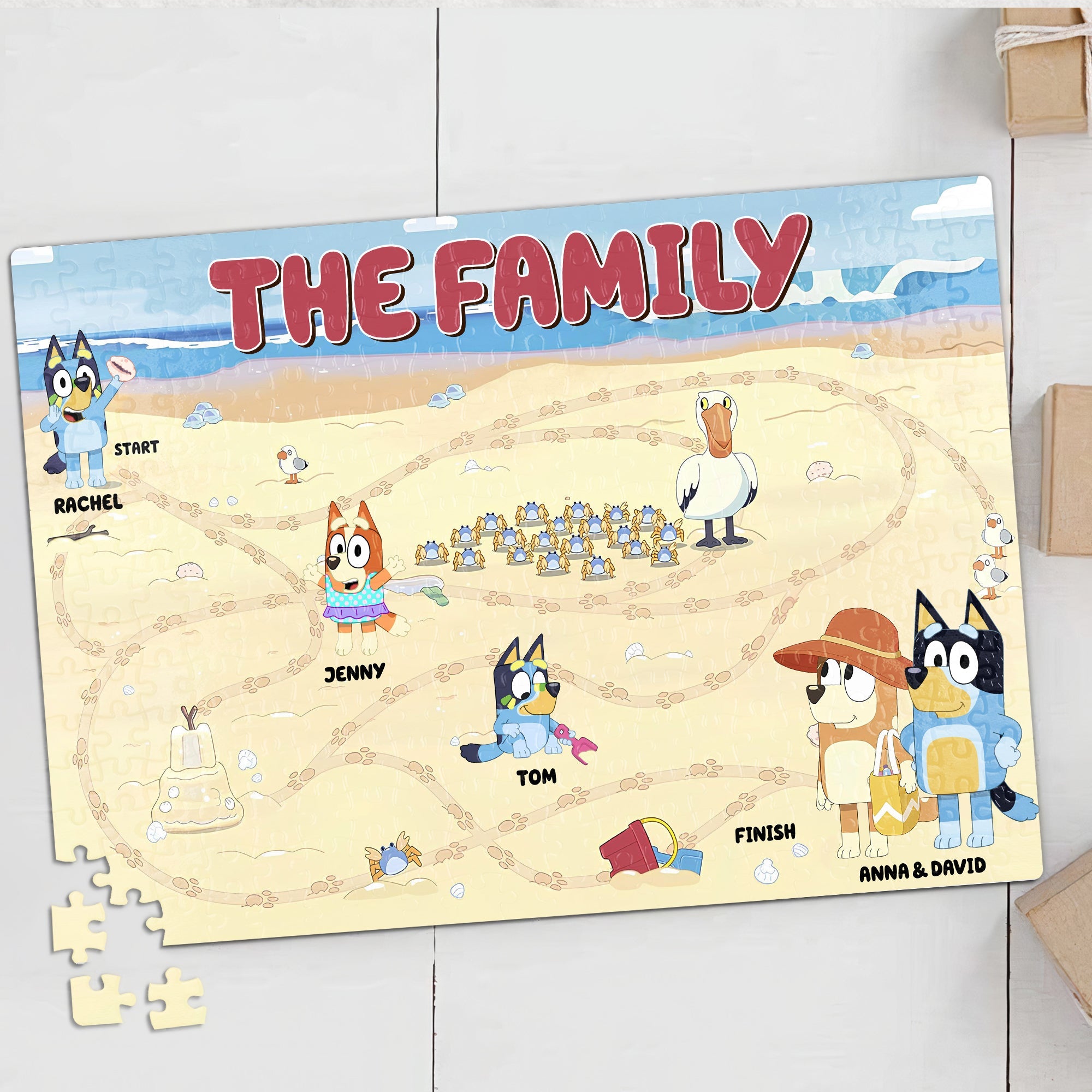 Personalized Family Cartoon Jigsaw Puzzle - Customizable Name Puzzle - Perfect Gift for Kids & Families