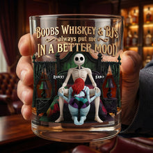 Load image into Gallery viewer, “Boobs Whiskey &amp; BJ's always put me in a better mood” - Personalized Round Glass for Couples
