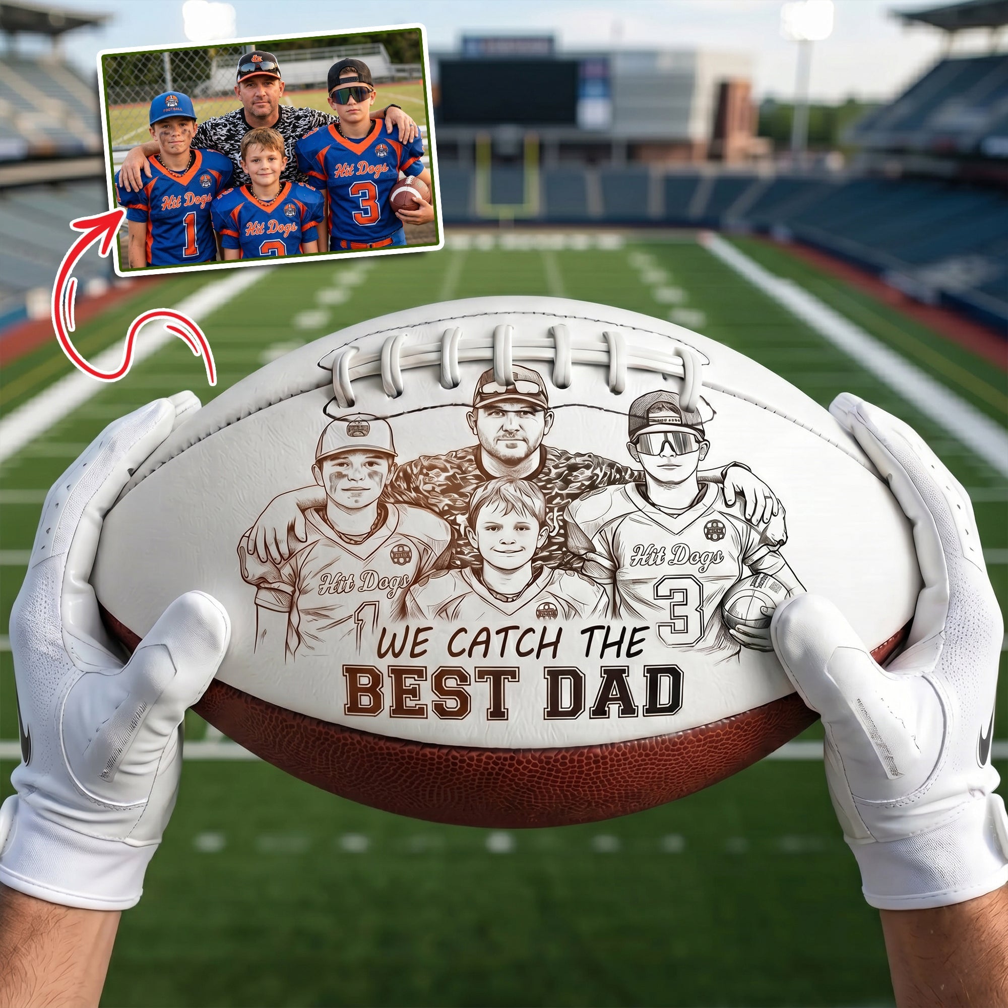 We Catch The Best Dad - Personalized Football for Dad and Grandpa American Football PopCulturePrints