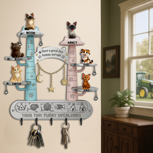 Load image into Gallery viewer, Have a Good Day, Human Servant! - Tiny Fluffy Cat Wood Key Hanger - Personalized Gift For Cat Lovers Wood Sign PopCulturePrints
