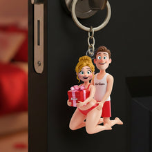 Load image into Gallery viewer, Playful Couple Acrylic Keychain - A personalized gift for relationships Keychains PopCulturePrints

