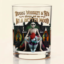 Load image into Gallery viewer, “Boobs Whiskey &amp; BJ's always put me in a better mood” - Personalized Round Glass for Couples
