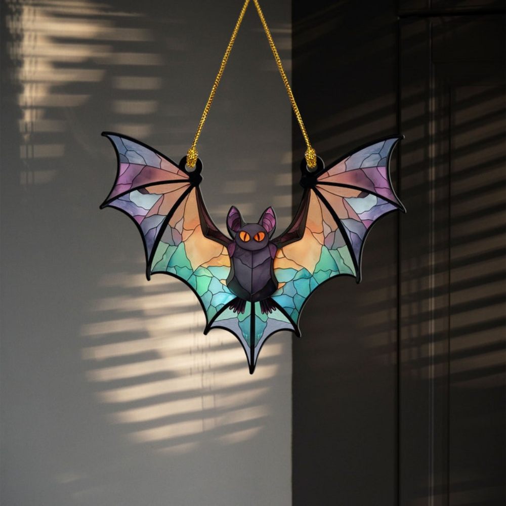 Halloween Bat Stained Glass Suncatcher Ornament