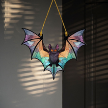 Load image into Gallery viewer, Halloween Bat Stained Glass Suncatcher Ornament
