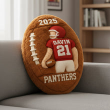 Load image into Gallery viewer, Game Day Energy - Personalized Football Shaped Pillow for Kids Pillow PopCulturePrints
