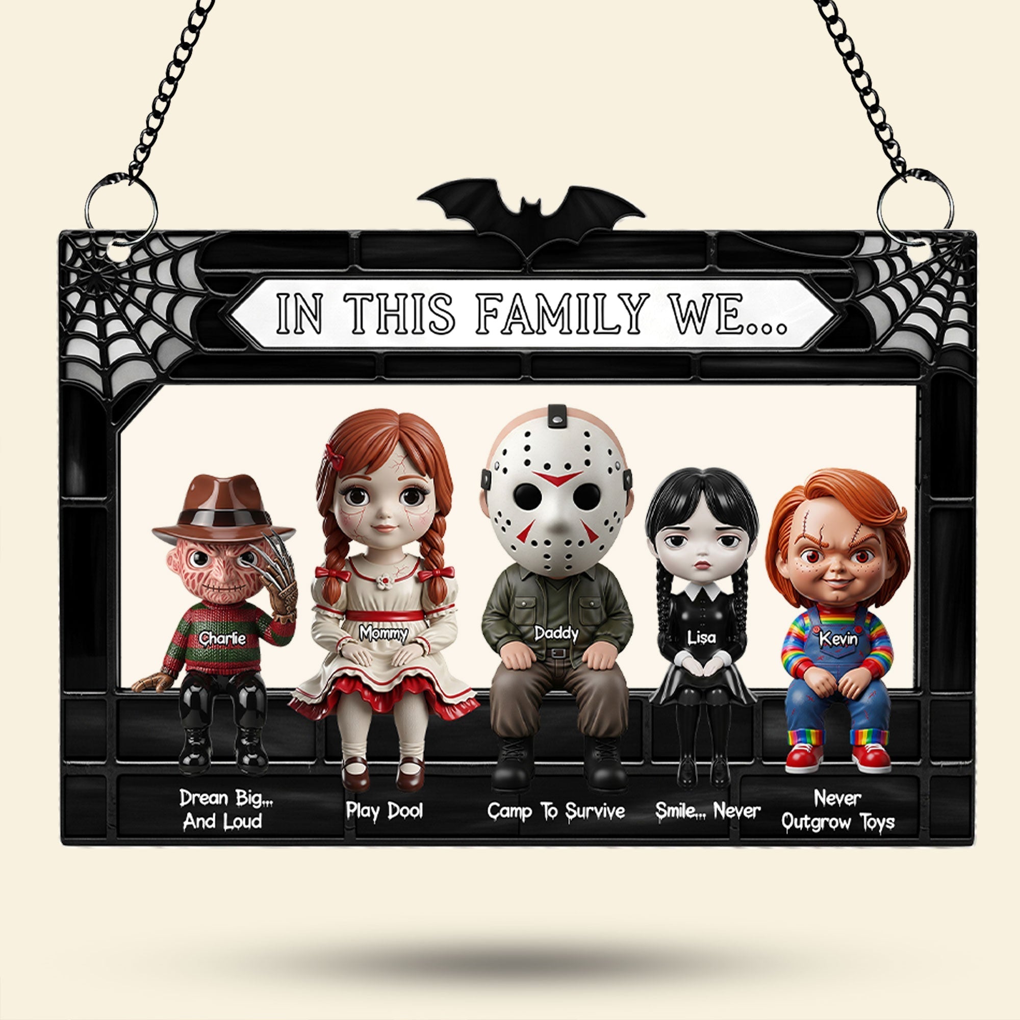 In This Family We... - Horror Family Suncatcher | Personalized Gift for Horror Lovers Ornament PopCulturePrints