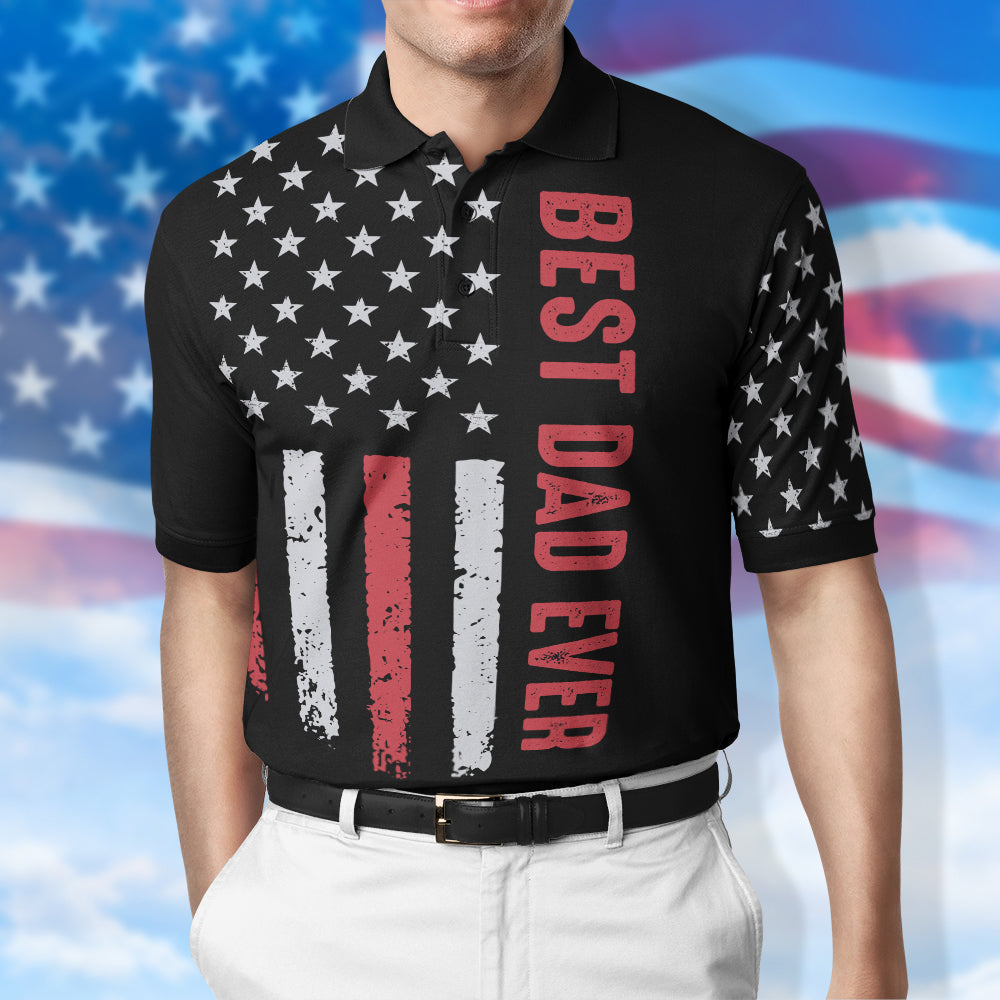 Custom Superhero Family 3D Polo Shirt for Dad - Best Dad Ever Polo Shirts PopCulturePrints