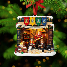 Load image into Gallery viewer, “Even in the darkest winter, stories bring light” - Personalized Bookmas Acrylic Ornament - Custom Gift for Readers, Friends, Family, Book Lovers Ornament PopCulturePrints
