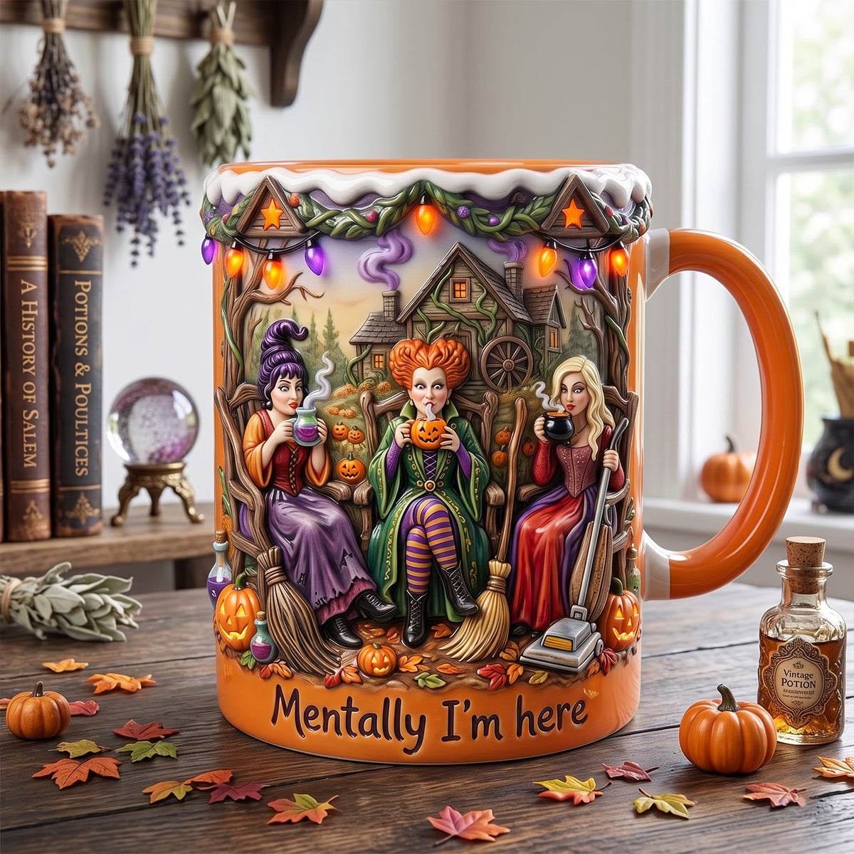 Chilling Sipping Witch Sisters Accent Mug - A Magical Personalized Gift for Witch Lovers Coffee Mug PopCulturePrints