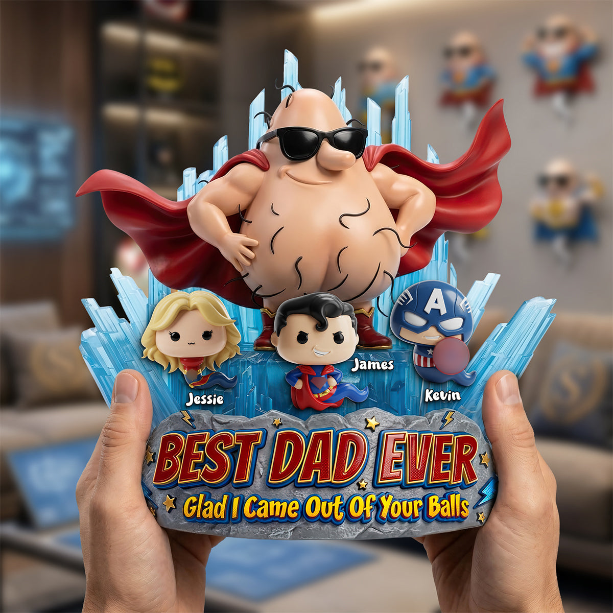 “Best Dad Ever” - Funny Dad & Tiny Swimmers Acrylic Plaque - Personalized Gift for Dads, Grandpas, and Fathers Shaped Plaques PopCulturePrints