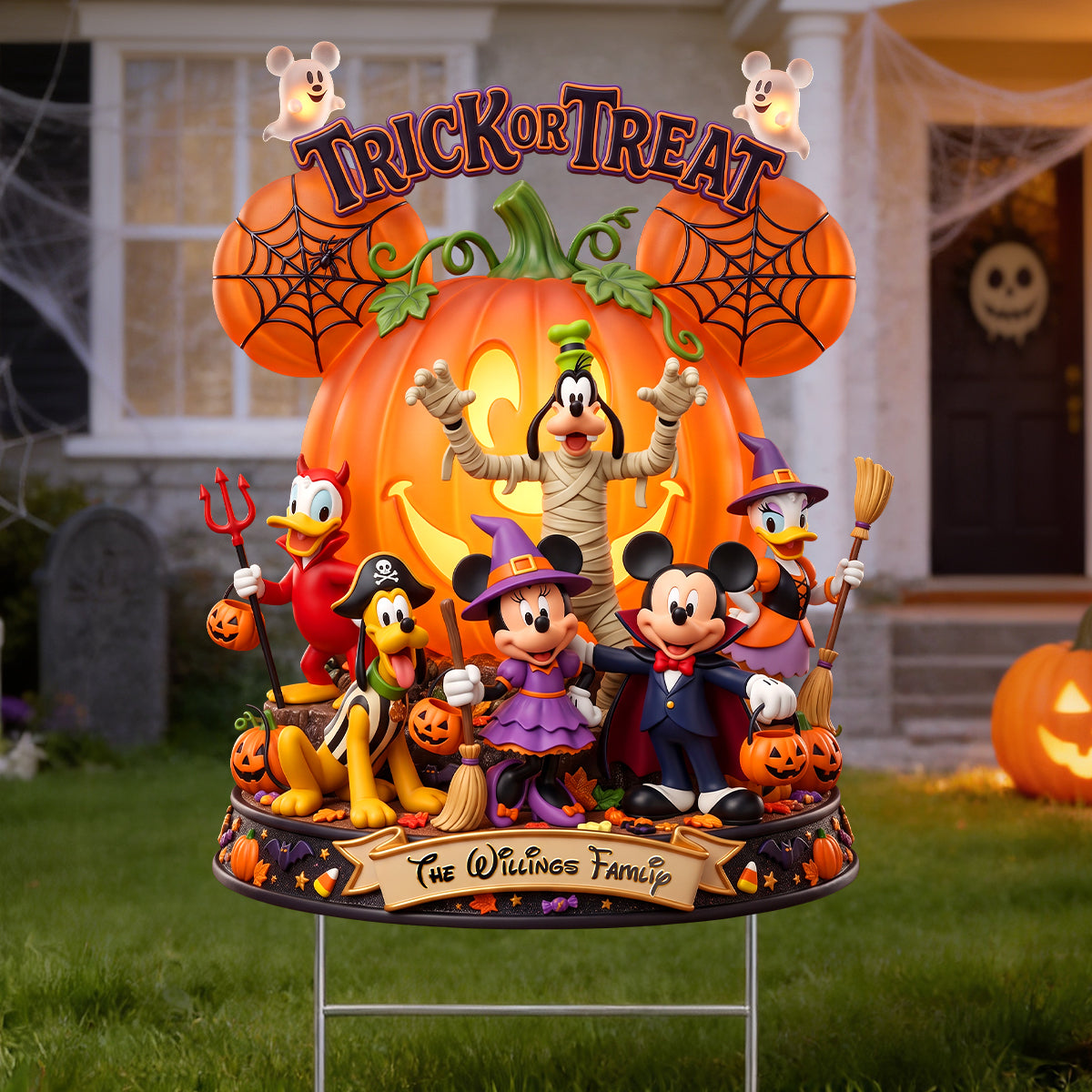 Spooktacular Family Fun: Trick Or Treat Spooky Yard Sign - Personalized Halloween Gift