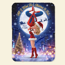 Load image into Gallery viewer, All I Want For Christmas Is You - Personalized Kissing Couple Blanket
