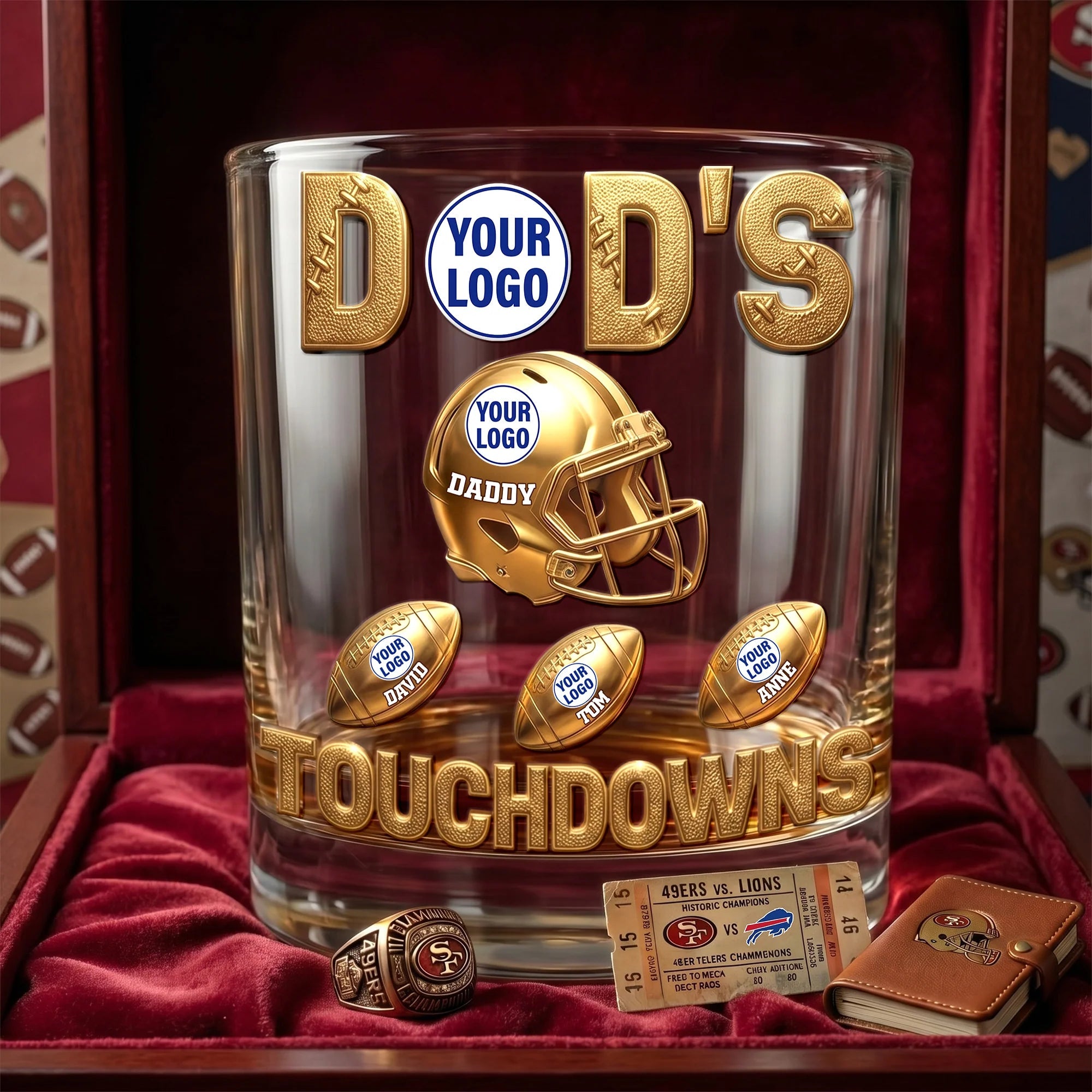 Every Touchdown is a Celebration - Personalized Sport Lover Dad Round Glass